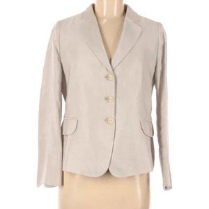 Armani Collezioni Sand Color 3 Button Linen Blend Blazer